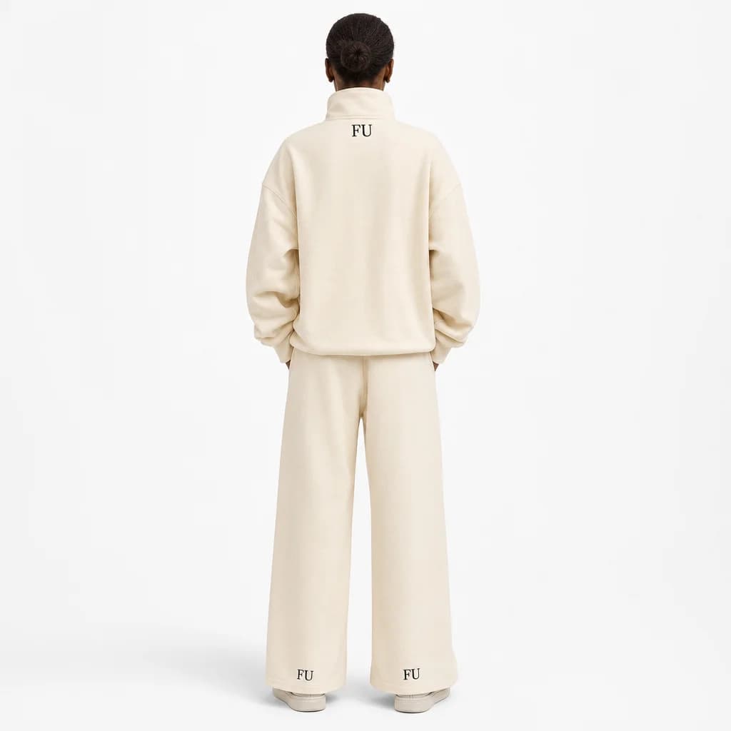 Women's Quarter Zip Set - Beige 3